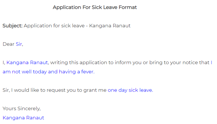 sick leave email,application for sick leave for school,application for sick leave for office,application for sick leave for college,sick leave email for one day